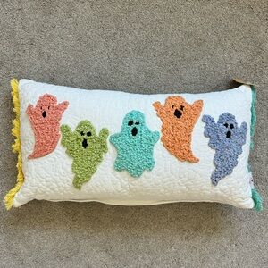 Halloween Sweet Street Pillow Colorful Embroidered Pastel Ghost NWT